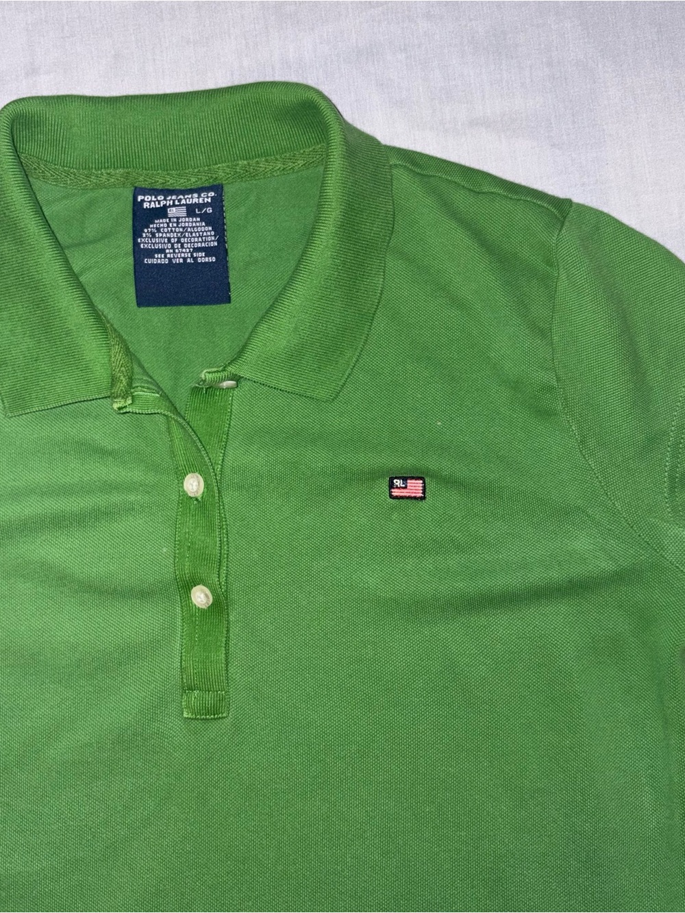 Polo Jeans Co by Ralph Lauren Women’s Green Short-Sleeve Cotton Polo Size Large